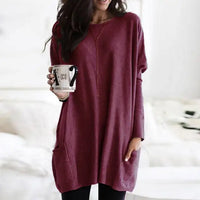 Trendy Long Sleeve Tunic - Celina-Dark Pink-S-State of Style