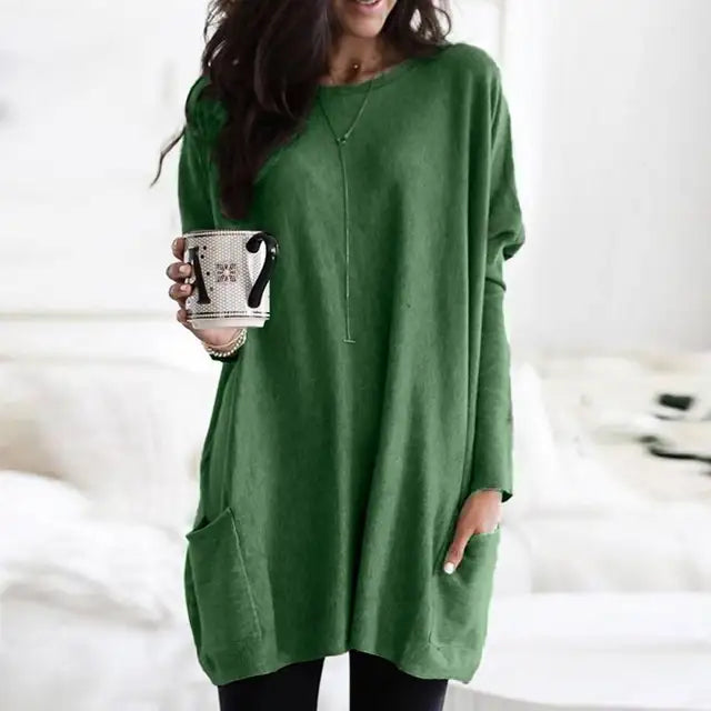 Trendy Long Sleeve Tunic - Celina-Dark Pink-S-State of Style