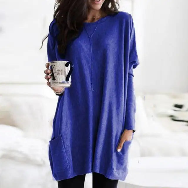 Trendy Long Sleeve Tunic - Celina-Dark Pink-S-State of Style