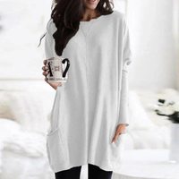 Trendy Long Sleeve Tunic - Celina-White-S-State of Style