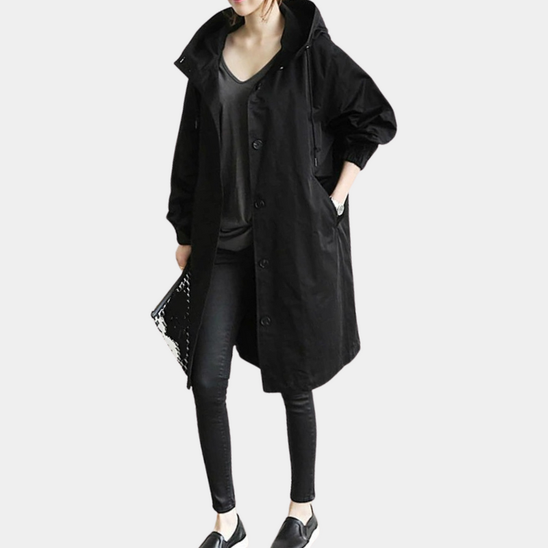 Trendy Long Women's Coat - Alessia-Black-XS-State of Style