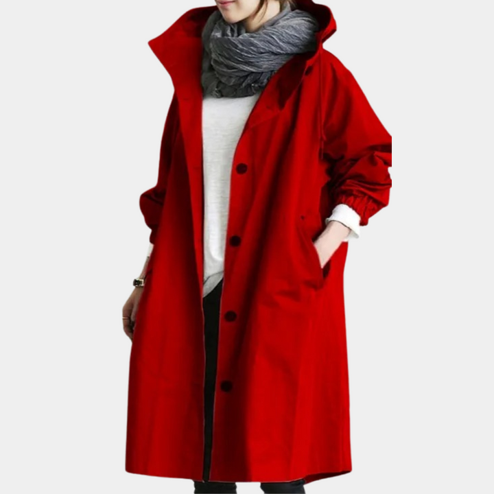 Trendy Long Women's Coat - Alessia-Red-XS-State of Style