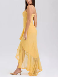 Trendy maxi dress with ruffles and spaghetti straps – Loyza-Yellow-XS-State of Style