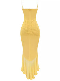 Trendy maxi dress with ruffles and spaghetti straps – Loyza-Yellow-XS-State of Style
