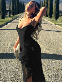 Trendy maxi dress with ruffles and spaghetti straps – Loyza-Yellow-XS-State of Style