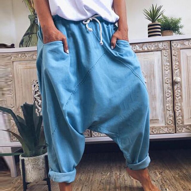 Trendy Men's Bohemian Harem Pants - Luca-Blue-S-State of Style