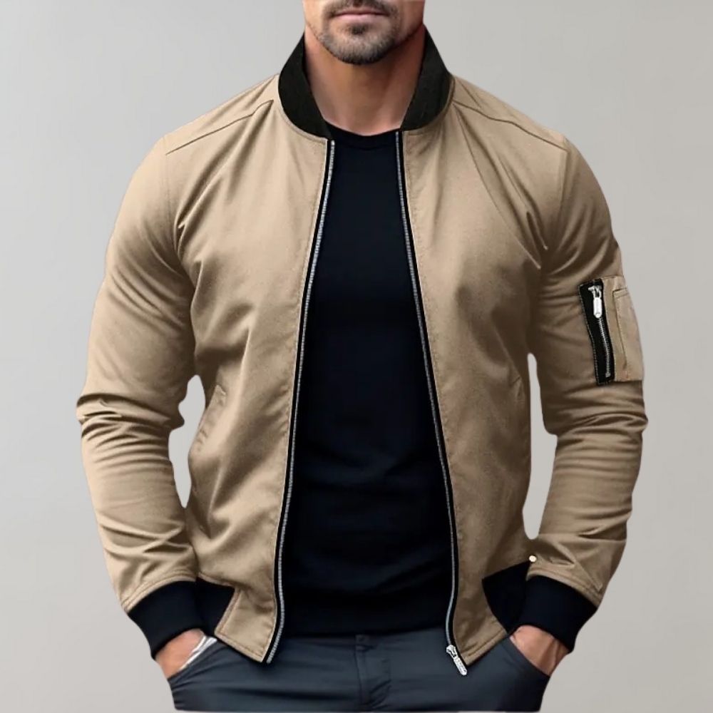 Trendy Men's Bomber Jacket - Chase-Khaki-M-State of Style