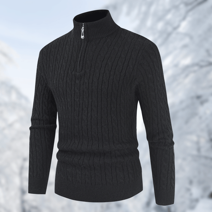 Trendy Men’s Jumper with Stand-Up Collar - Ruben-Black-M-State of Style