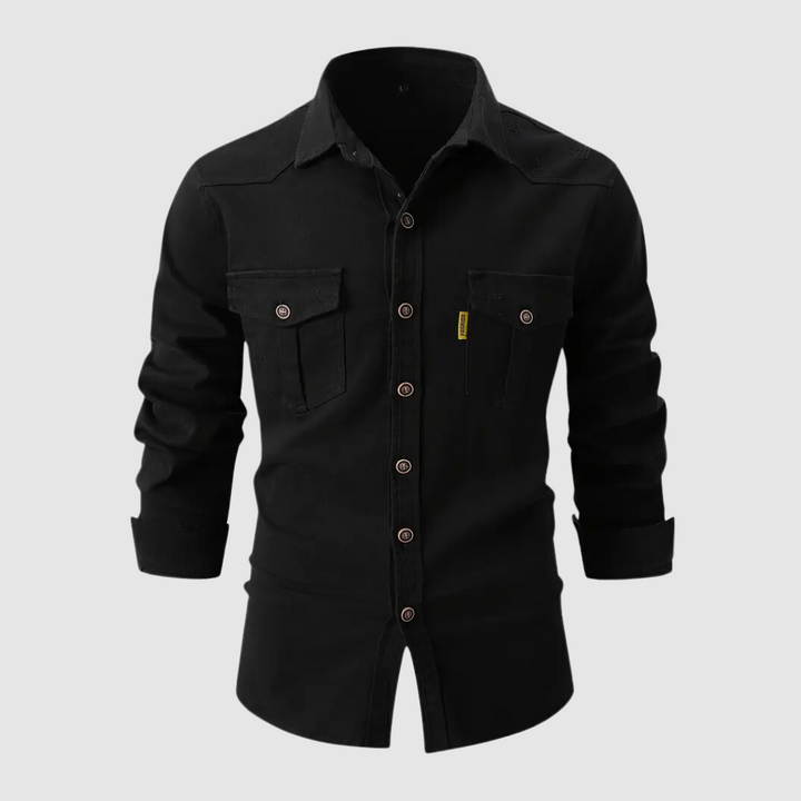 Trendy Men's Shirt - Kingsley-Black-S-State of Style