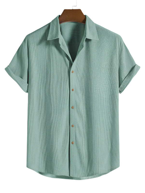 Trendy men's summer set with striped design - Beach Style-Beige-State of Style