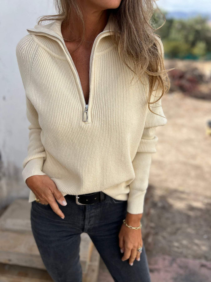 Trendy Men's Sweater with Collar - Jasper-Beige-S-State of Style