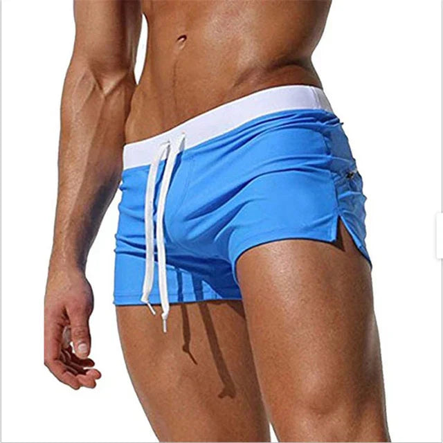 Trendy men's swim shorts with quick-drying material and comfortable fit - Arlan-Light blue-S-State of Style