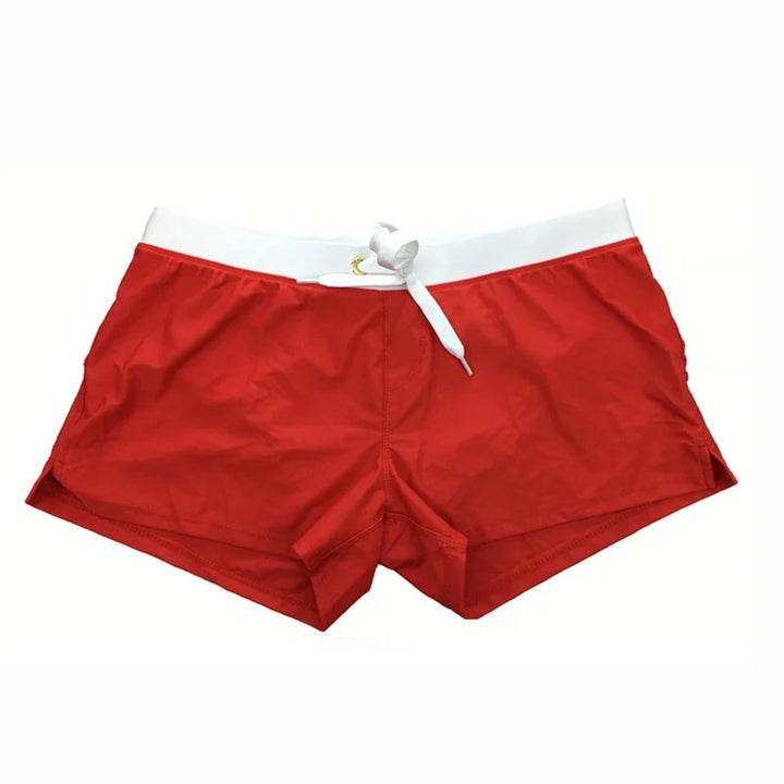 Trendy men's swim shorts with quick-drying material and comfortable fit - Arlan-Red-S-State of Style