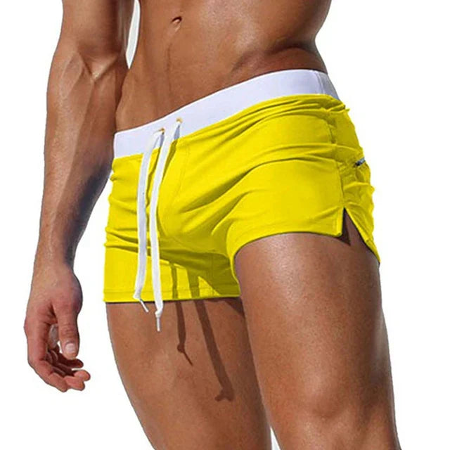 Trendy men's swim shorts with quick-drying material and comfortable fit - Arlan-White-S-State of Style