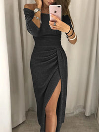Trendy Off-the-Shoulder Dress - Livia-Black-S-State of Style