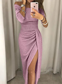 Trendy Off-the-Shoulder Dress - Livia-Pink-S-State of Style