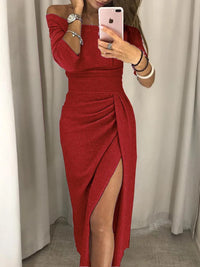 Trendy Off-the-Shoulder Dress - Livia-Red-S-State of Style