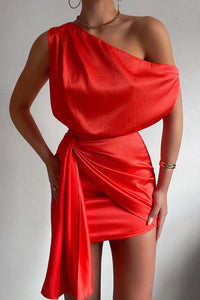 Trendy One Shoulder Mini Dress - Julia-Red-S-State of Style
