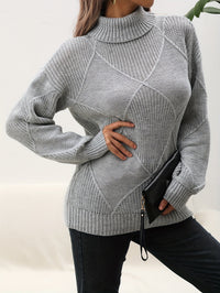 Trendy Plain Turtleneck Jumper - Selena-Grey-S-State of Style
