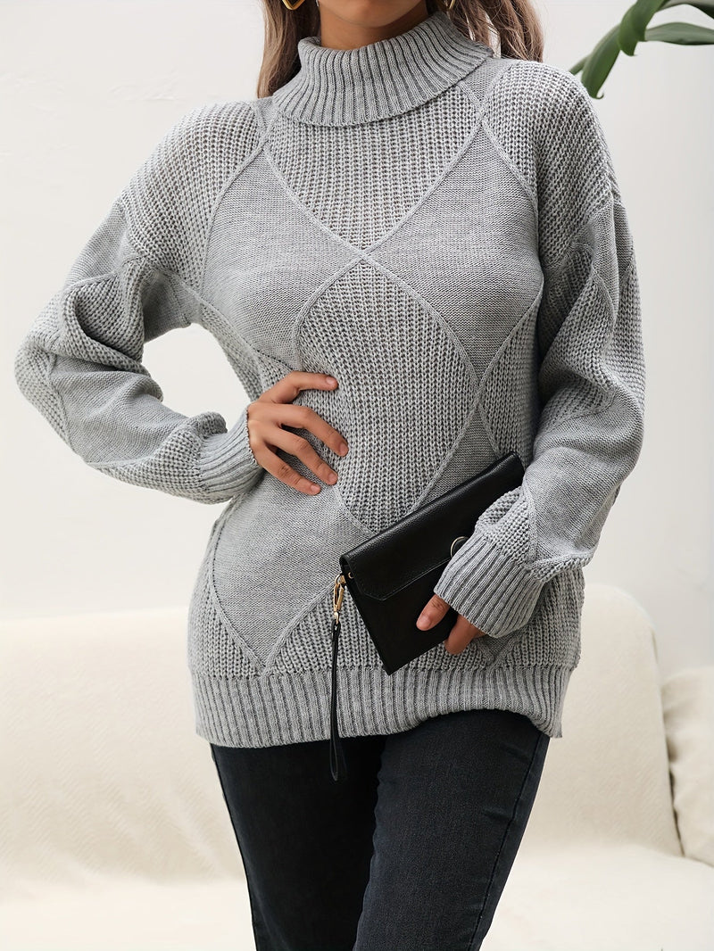 Trendy Plain Turtleneck Jumper - Selena-Yellow-S-State of Style