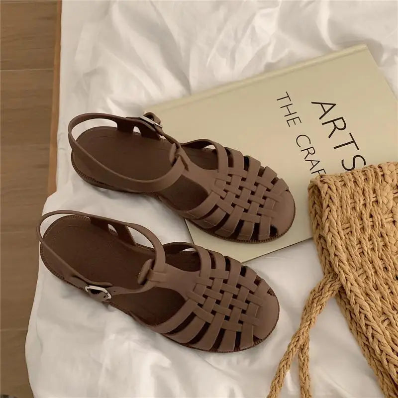 Trendy platform sandals in Korean style for women - Alina-Brown-3-State of Style