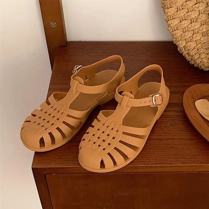 Trendy platform sandals in Korean style for women - Alina-Light brown-3-State of Style