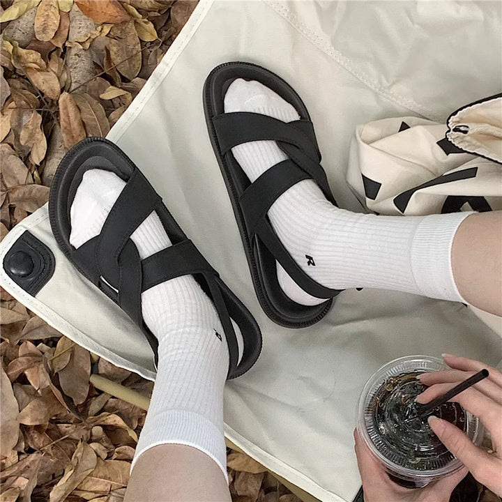 Trendy platform sandals in Korean style for women - Alina-Rose pink-3-State of Style