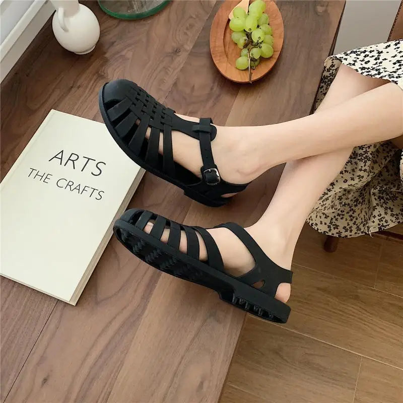 Trendy platform sandals in Korean style for women - Alina-Rose pink-3-State of Style