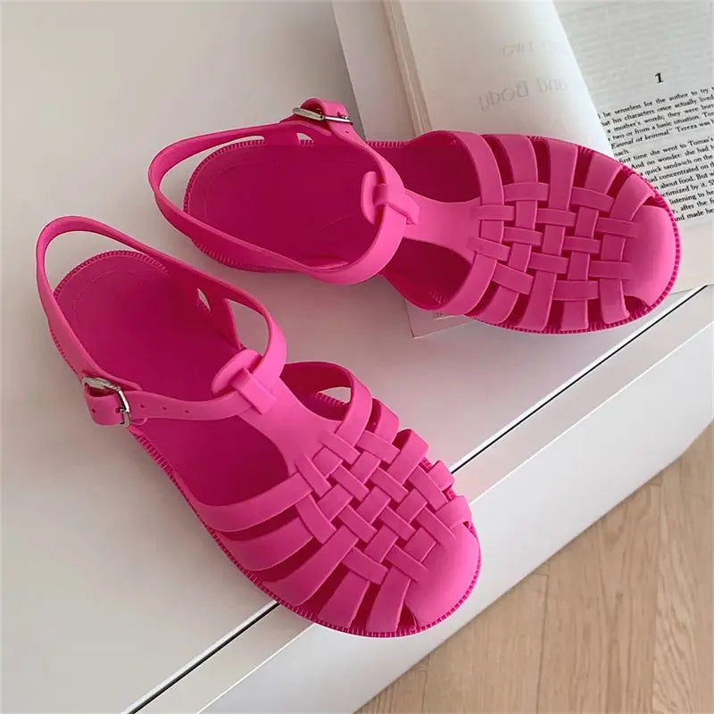 Trendy platform sandals in Korean style for women - Alina-Rose pink-3-State of Style