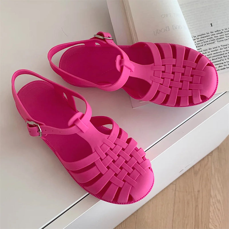 Trendy platform sandals in Korean style for women - Alina-Rose pink-3-State of Style