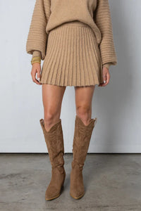 Trendy Pleated Sweater and Skirt Set - Isabella-Beige-XS-State of Style