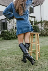 Trendy Pleated Sweater and Skirt Set - Isabella-Navy-XS-State of Style