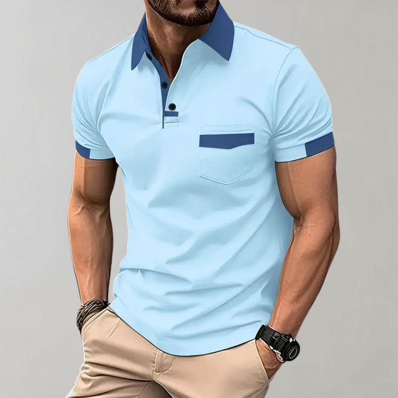 Trendy Polo Shirt for Men - Leo-Sky Blue-S-State of Style