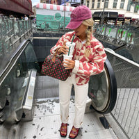 Trendy Print Women's Blazer - Eva-Red/Beige-XS-State of Style