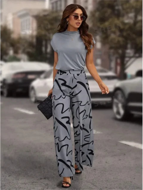 Trendy Printed Pants - Sara-Grey-S-State of Style