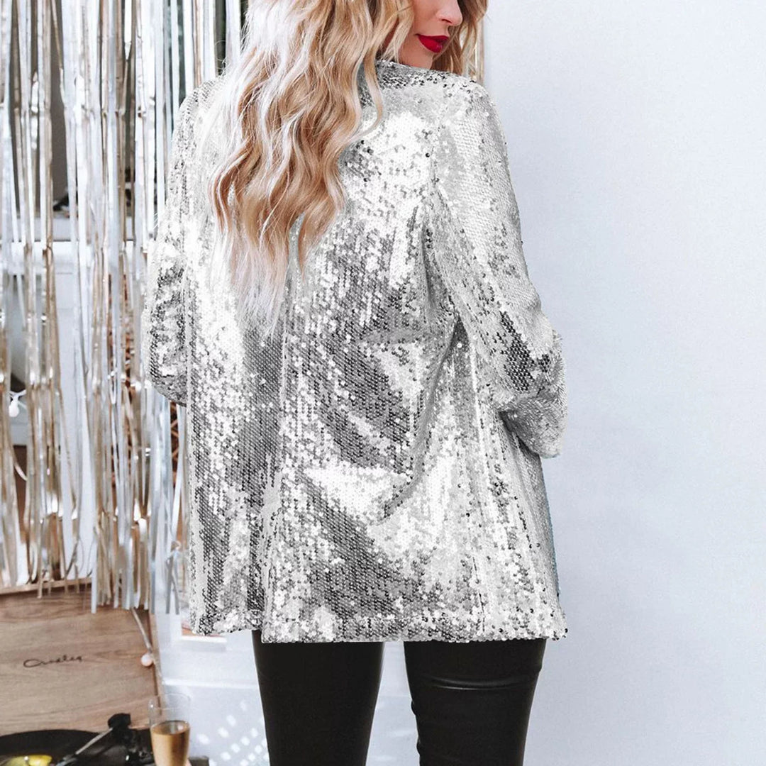 Trendy Sequin Blazer - Olivia-Silver-S-State of Style
