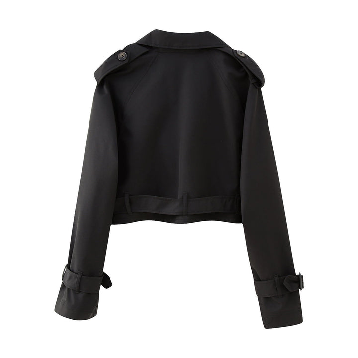 Trendy Short Women's Trench Coat with Belt – Amelie-Beige-XS-State of Style