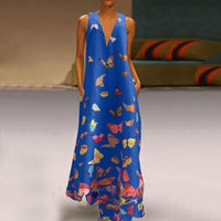 Trendy Sleeveless Maxi Summer Dress with Butterfly Print – Malia-Blue-S-State of Style