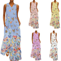 Trendy Sleeveless Maxi Summer Dress with Butterfly Print – Malia-White-S-State of Style