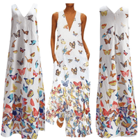 Trendy Sleeveless Maxi Summer Dress with Butterfly Print – Malia-White-S-State of Style