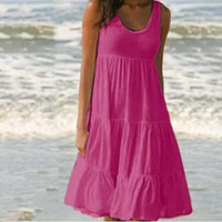 Trendy sleeveless mini dress with round neckline – Amelie-Light pink-S-State of Style