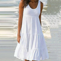 Trendy sleeveless mini dress with round neckline – Amelie-White-S-State of Style