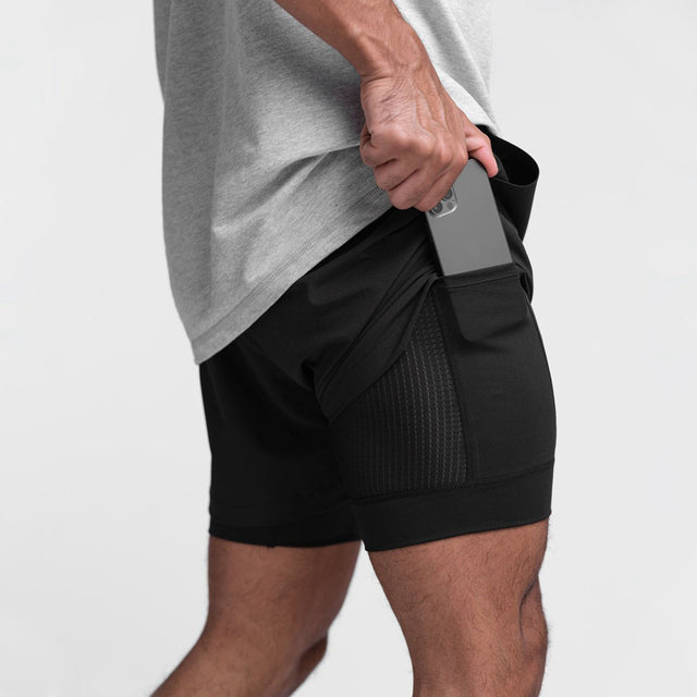 Trendy sports shorts with breathable material and side pocket – Marky-Black (with white or black lining)-S-State of Style