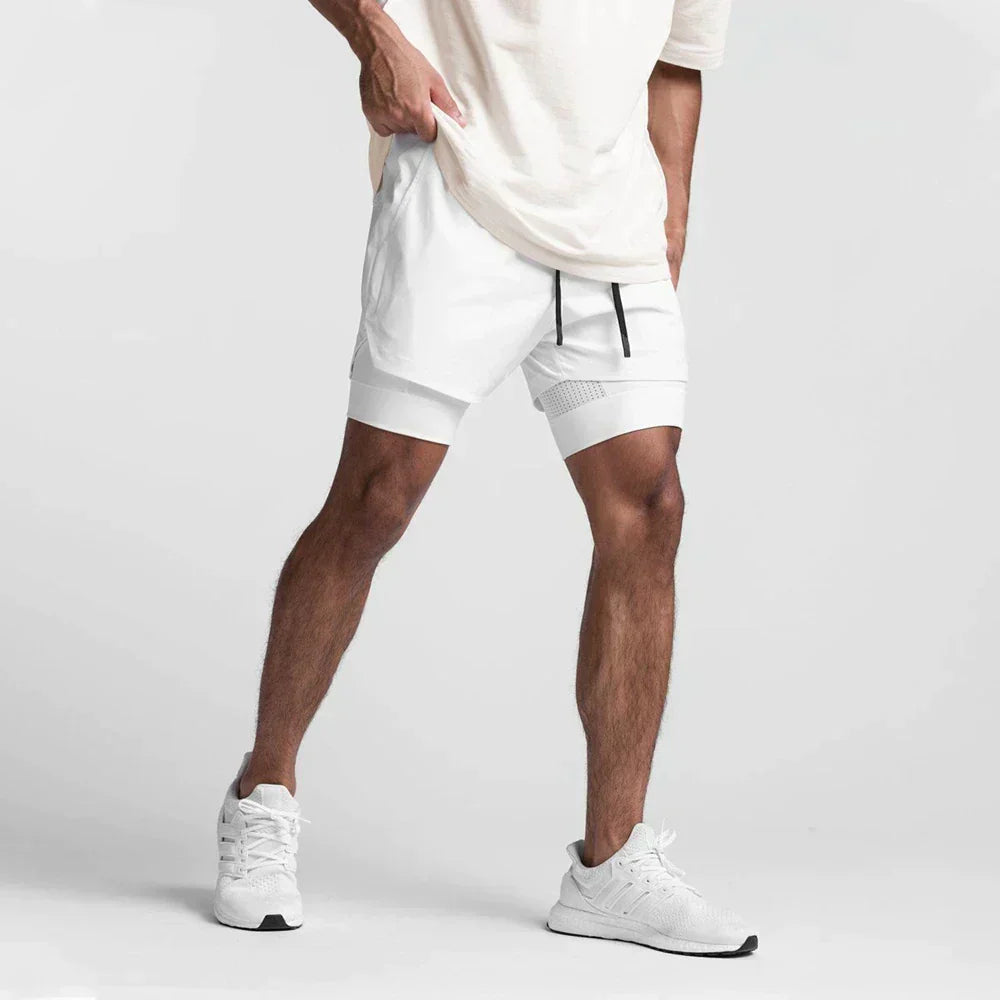 Trendy sports shorts with breathable material and side pocket – Marky-White-S-State of Style