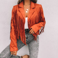 Trendy Suede Women's Jacket with Tassels - Isabella-Black-S-State of Style