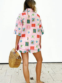 Trendy summer combo of a colourful blouse and shorts - SonneSet-Pink-S-State of Style
