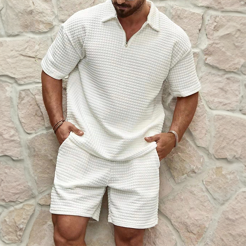 Trendy summer set for men with a breezy waffle texture – Neil-White-S-State of Style