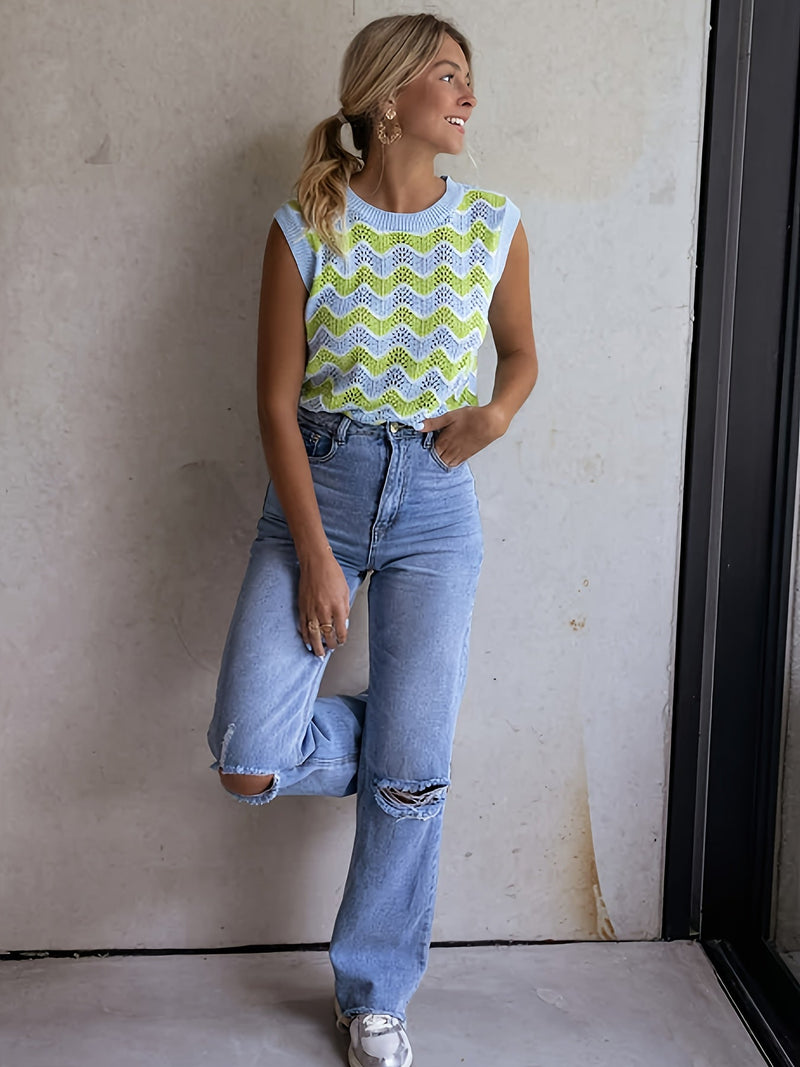 Trendy summer top in knit look | Buy 1, get 1 free - StrickGlow-S-State of Style