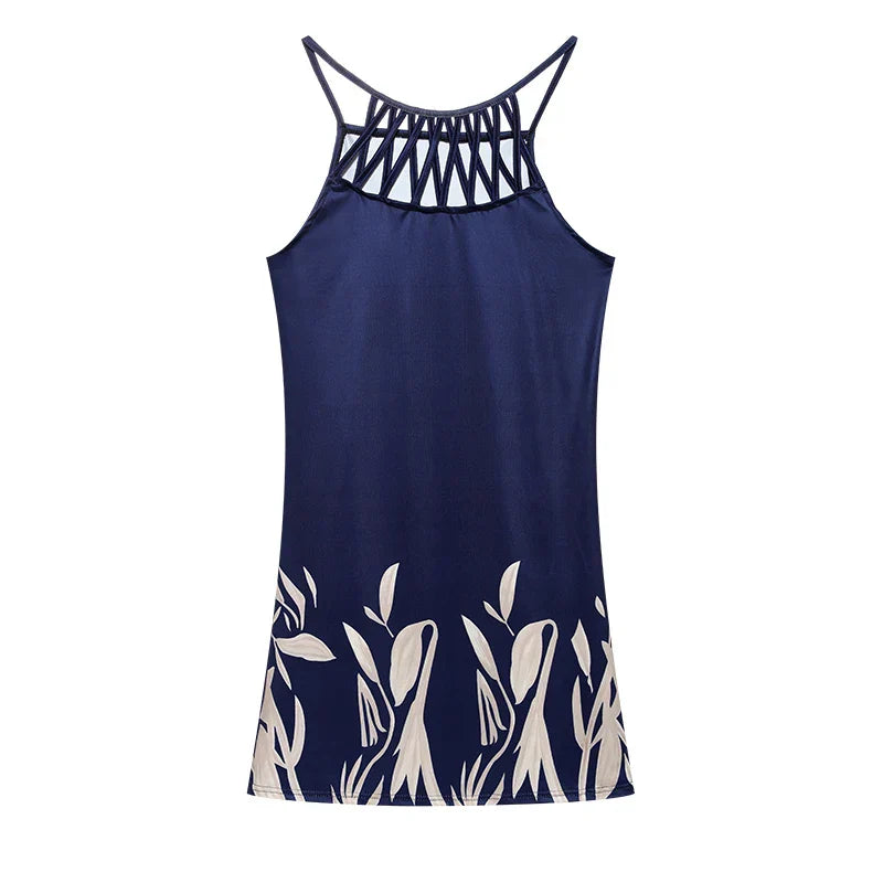 Trendy summer tunic dress with ethnic print & spaghetti straps – Kiara-Flowers-S-State of Style