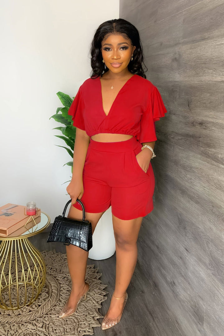 Trendy summer two-piece set with pleated design – Marlene-Green-S-State of Style